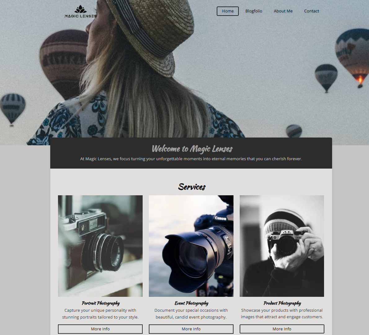 Website Magic Lenses - Página Inicial